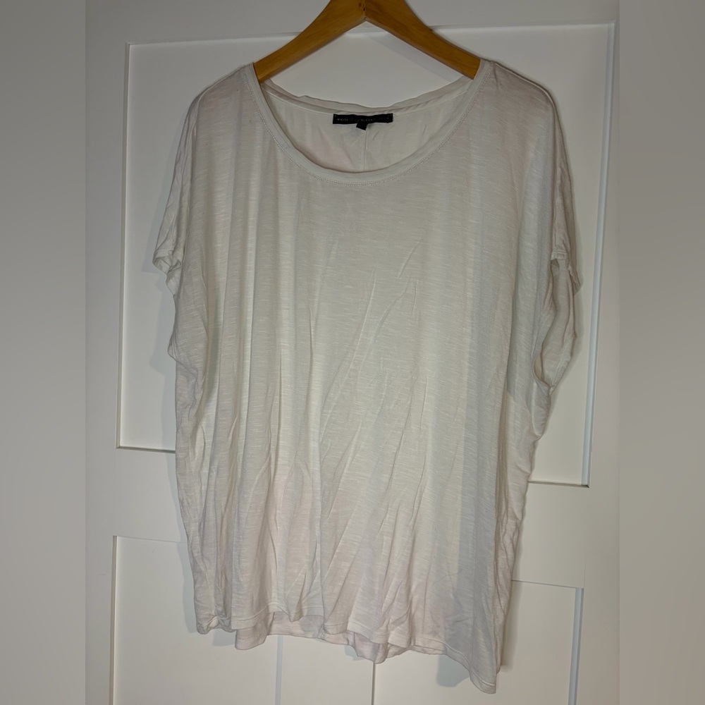 White‎ House Black Market White Scoop Neck Dolman Short Sleeve Top XL
